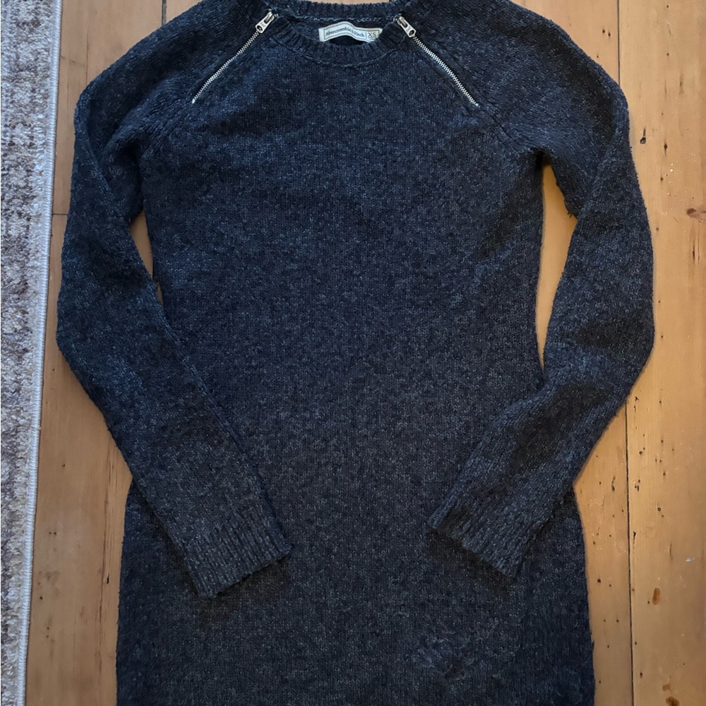 Abercrombie & Fitch Heathered Blue Sweater Dress with Zipper Details